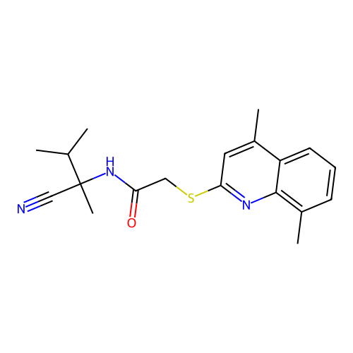 N-(1-cyano-1,2-dimethylpropyl)-2-[(4,8-dimethylquinolin-2-yl)sulfanyl]acetamide structure