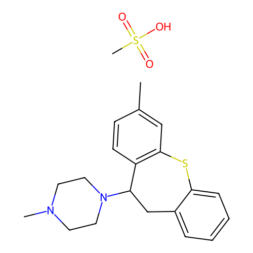 3-Methyl-11-(4-methylpiperazino)-10,11-dihydrodibenzo(b,f)thiepin monomethanesulfonate structure