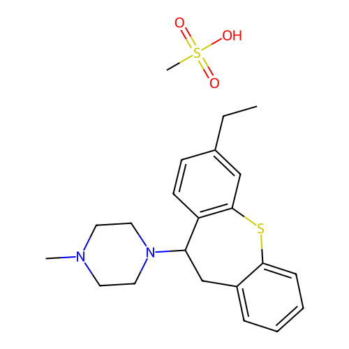 C21H26N2S.CH4O3S.1/2H2O structure
