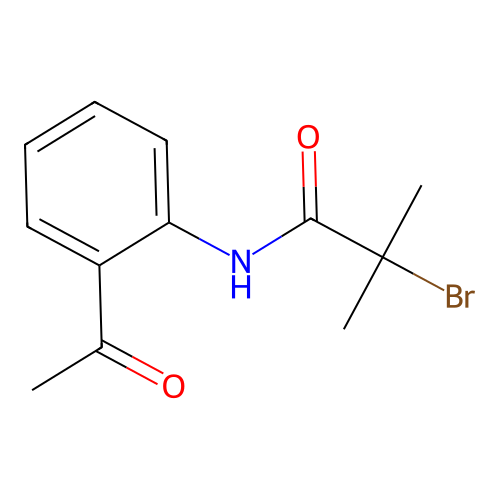 N-(2-acetylphenyl)-2-bromo-2-methylpropanamide structure