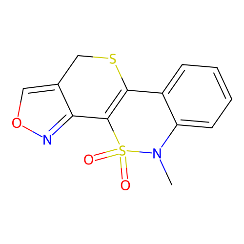 5-methyl-5H,11H-isoxazolothiopyranobenzothiazine 4,4-dioxide structure
