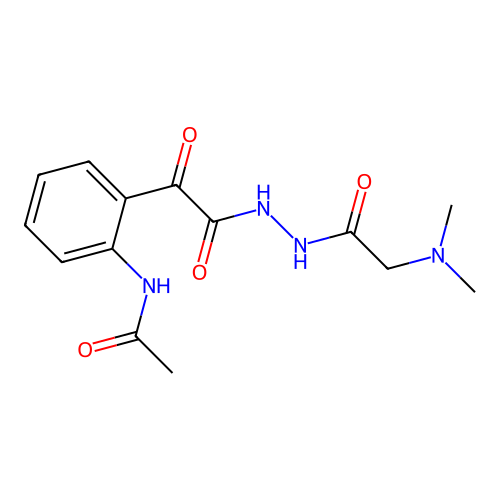 Hydrazine, 1-((o-acetamidophenyl)oxalyl)-2-((dimethylamino)acetyl)- structure