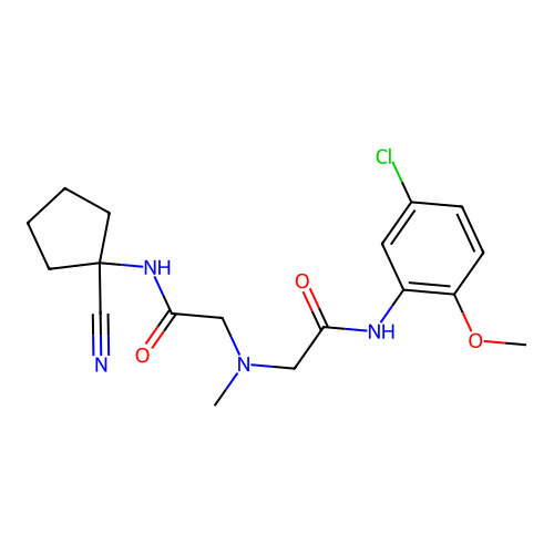 2-[(5-chloro-2-methoxy-phenyl)carbamoylmethyl-methyl-amino]-N-(1-cyanocyclopentyl)acetamide structure