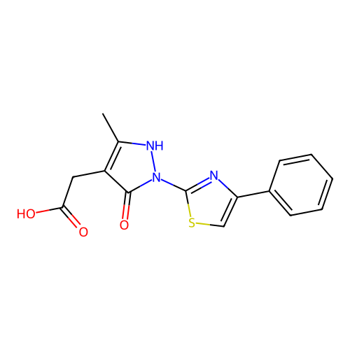 5-Hydroxy-3-methyl-1-(4-phenyl-2-thiazolyl)-1H-pyrazole-4-acetic acid structure