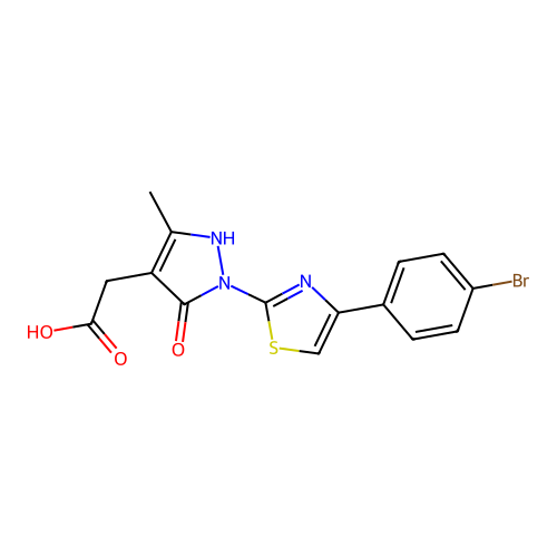 1-(4-(4-Bromophenyl)-2-thiazolyl)-5-hydroxy-3-methyl-1H-pyrazole-4-acetic acid structure