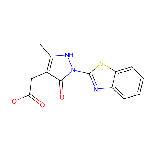 1-(2-Benzothiazolyl)-5-hydroxy-3-methyl-1H-pyrazole-4-acetic acid structure