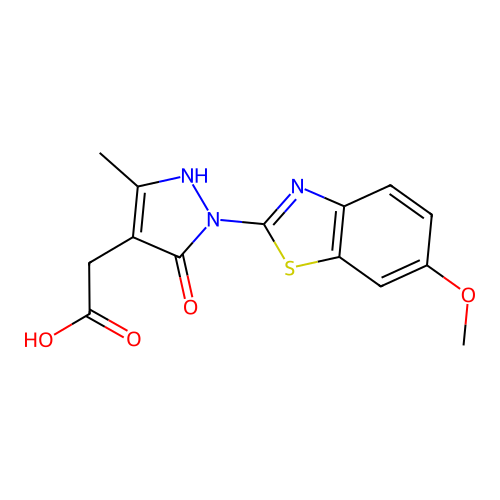 5-Hydroxy-1-(6-methoxy-2-benzothiazolyl)-3-methyl-1H-pyrazole-4-acetic acid structure