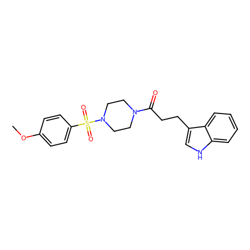 3-(1H-indol-3-yl)-1-{4-[(4-methoxyphenyl)sulfonyl]piperazin-1-yl}propan-1-one structure