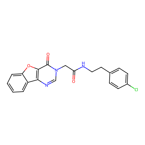 N-[2-(4-chlorophenyl)ethyl]-2-(4-oxo-[1]benzofuro[3,2-d]pyrimidin-3-yl)acetamide structure