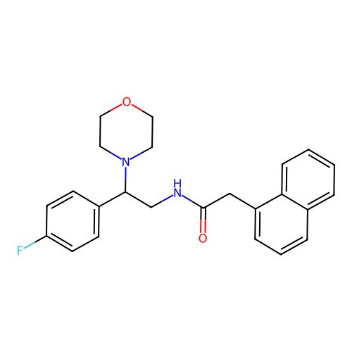 N-[2-(4-fluorophenyl)-2-morpholin-4-ylethyl]-2-naphthalen-1-ylacetamide structure