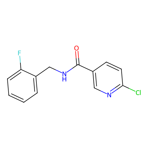 6-chloro-N-[(2-fluorophenyl)methyl]pyridine-3-carboxamide structure