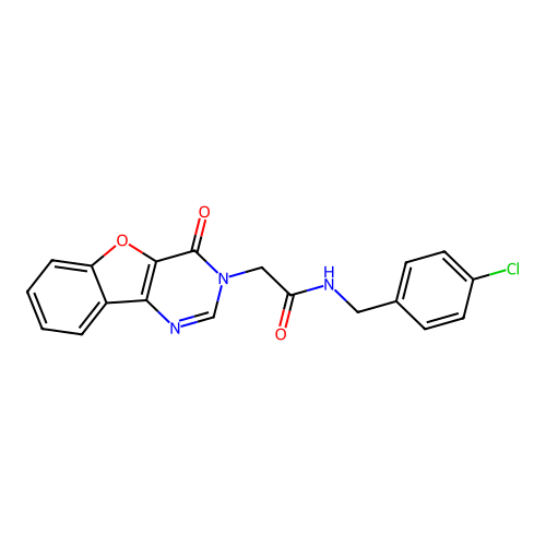 N-[(4-chlorophenyl)methyl]-2-(4-oxo-[1]benzofuro[3,2-d]pyrimidin-3-yl)acetamide structure