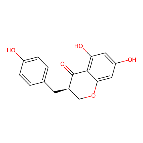 (3R)-5,7-dihydroxy-3-[(4-hydroxyphenyl)methyl]-2,3-dihydrochromen-4-one structure