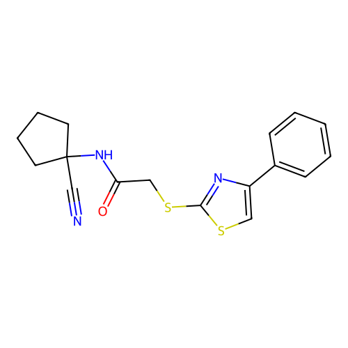 N-(1-cyanocyclopentyl)-2-[(4-phenyl-1,3-thiazol-2-yl)sulfanyl]acetamide structure