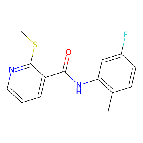 N-(5-fluoro-2-methylphenyl)-2-(methylthio)nicotinamide structure