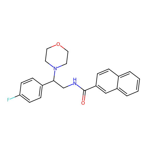 N-(2-(4-fluorophenyl)-2-morpholinoethyl)-2-naphthamide structure