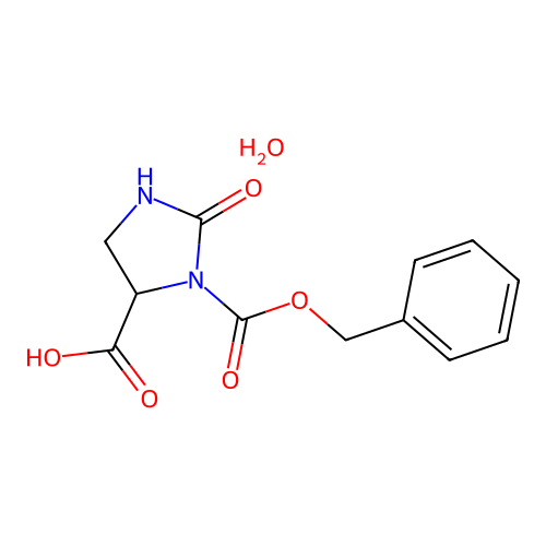 3-[(Benzyloxy)carbonyl]-2-oxoimidazolidine-4-carboxylic acid hydrate structure