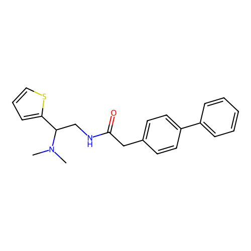 2-{[1,1'-biphenyl]-4-yl}-N-[2-(dimethylamino)-2-(thiophen-2-yl)ethyl]acetamide structure