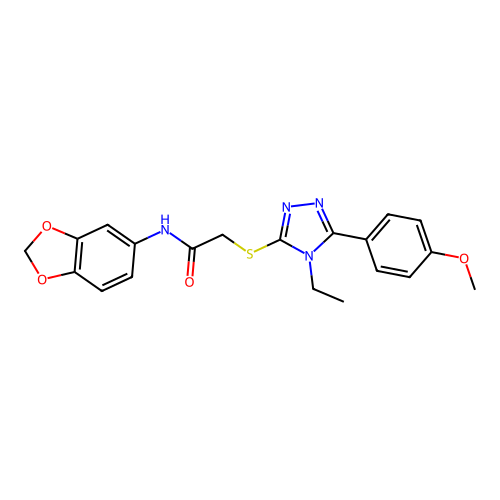 N-(1,3-benzodioxol-5-yl)-2-{[4-ethyl-5-(4-methoxyphenyl)-4H-1,2,4-triazol-3-yl]sulfanyl}acetamide structure
