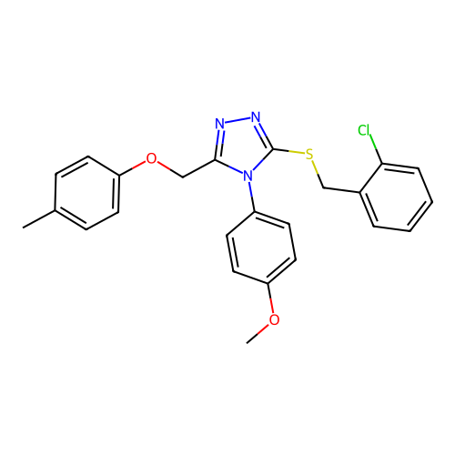 3-[(2-chlorophenyl)methylsulfanyl]-4-(4-methoxyphenyl)-5-[(4-methylphenoxy)methyl]-1,2,4-triazole structure