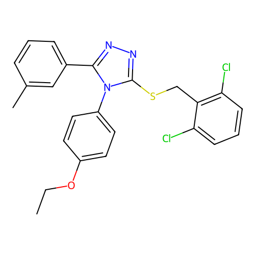 3-[(2,6-dichlorophenyl)methylsulfanyl]-4-(4-ethoxyphenyl)-5-(3-methylphenyl)-1,2,4-triazole structure