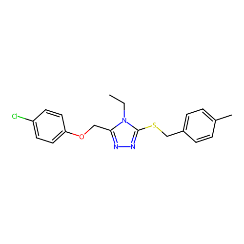 3-((4-chlorophenoxy)methyl)-4-ethyl-5-((4-methylbenzyl)thio)-4H-1,2,4-triazole structure