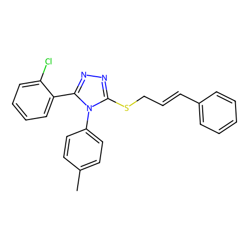 3-(2-chlorophenyl)-5-(cinnamylthio)-4-(p-tolyl)-4H-1,2,4-triazole structure