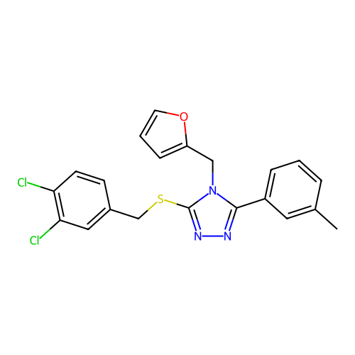 3-((3,4-dichlorobenzyl)thio)-4-(furan-2-ylmethyl)-5-(m-tolyl)-4H-1,2,4-triazole structure