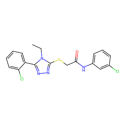 N-(3-chlorophenyl)-2-((5-(2-chlorophenyl)-4-ethyl-4H-1,2,4-triazol-3-yl)thio)acetamide structure