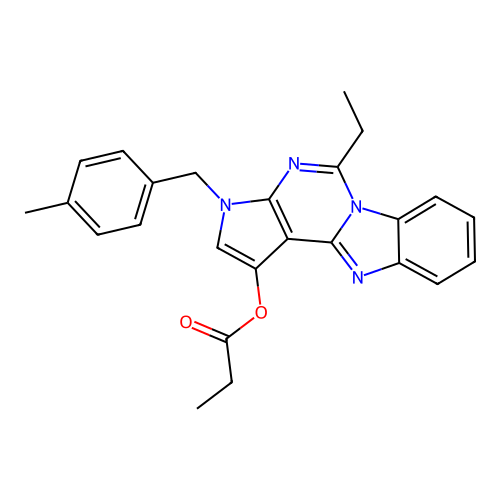 5-ethyl-3-(4-methylbenzyl)-3H-benzo[4,5]imidazo[1,2-c]pyrrolo[3,2-e]pyrimidin-1-yl propionate structure