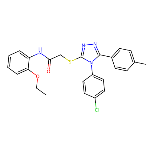 2-[[4-(4-chlorophenyl)-5-(4-methylphenyl)-1,2,4-triazol-3-yl]sulfanyl]-N-(2-ethoxyphenyl)acetamide structure