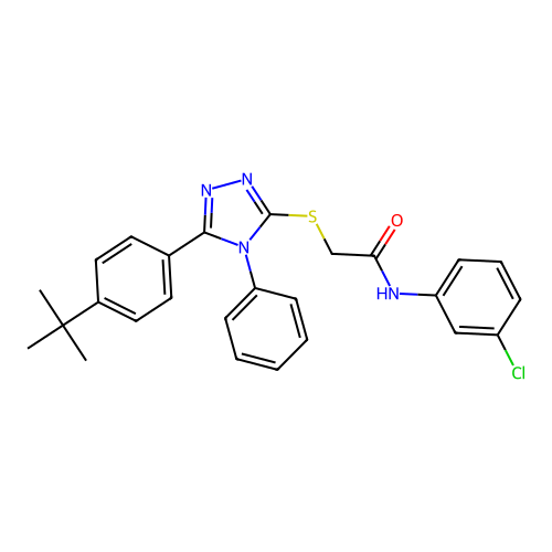 2-{[5-(4-tert-butylphenyl)-4-phenyl-4H-1,2,4-triazol-3-yl]sulfanyl}-N-(3-chlorophenyl)acetamide structure