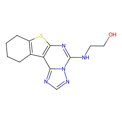 2-((8,9,10,11-tetrahydrobenzo[4,5]thieno[3,2-e][1,2,4]triazolo[1,5-c]pyrimidin-5-yl)amino)ethanol structure