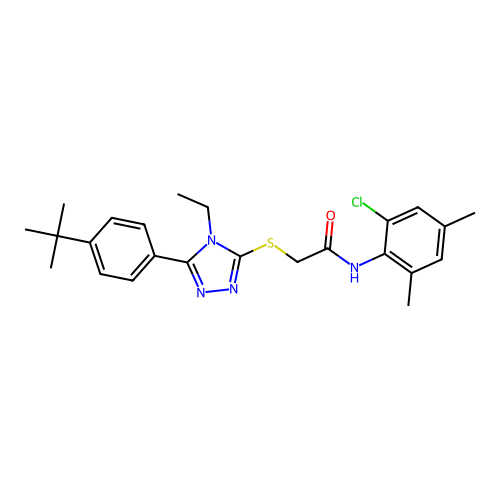 2-{[5-(4-tert-butylphenyl)-4-ethyl-4H-1,2,4-triazol-3-yl]sulfanyl}-N-(2-chloro-4,6-dimethylphenyl)acetamide structure