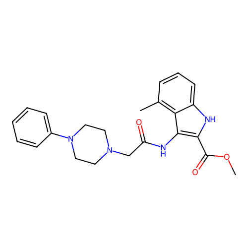 Methyl 4-methyl-3-[[2-(4-phenylpiperazin-1-yl)acetyl]amino]-1H-indole-2-carboxylate structure