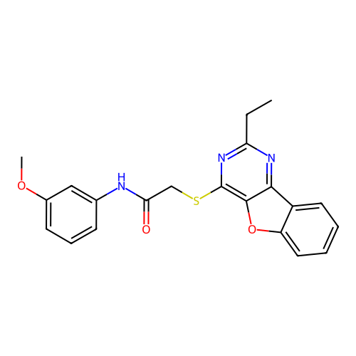 2-((2-ethylbenzofuro[3,2-d]pyrimidin-4-yl)thio)-N-(3-methoxyphenyl)acetamide structure