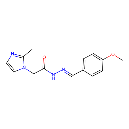 (E)-N'-(4-methoxybenzylidene)-2-(2-methyl-1H-imidazol-1-yl)acetohydrazide structure