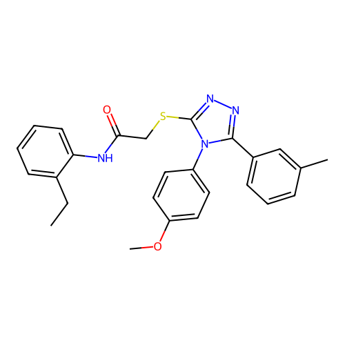N-(2-ethylphenyl)-2-[[4-(4-methoxyphenyl)-5-(3-methylphenyl)-1,2,4-triazol-3-yl]sulfanyl]acetamide structure