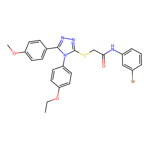 N-(3-bromophenyl)-2-[[4-(4-ethoxyphenyl)-5-(4-methoxyphenyl)-1,2,4-triazol-3-yl]sulfanyl]acetamide structure