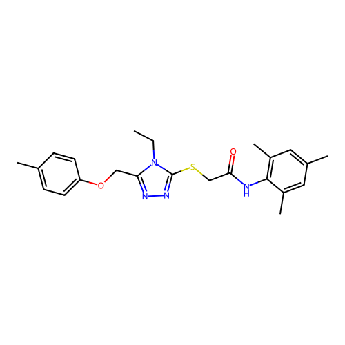 2-((4-ethyl-5-((p-tolyloxy)methyl)-4H-1,2,4-triazol-3-yl)thio)-N-mesitylacetamide structure