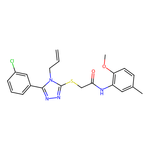2-{[5-(3-chlorophenyl)-4-(prop-2-en-1-yl)-4H-1,2,4-triazol-3-yl]sulfanyl}-N-(2-methoxy-5-methylphenyl)acetamide structure