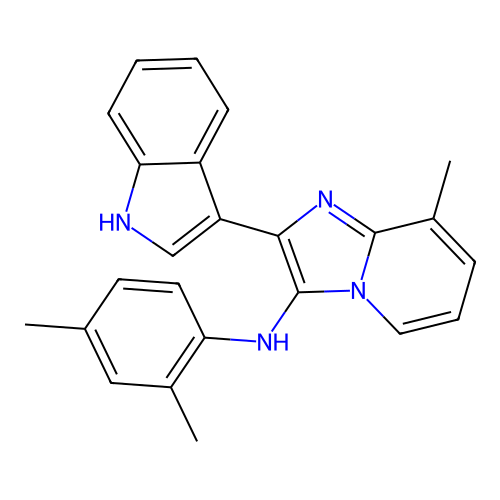 N-(2,4-dimethylphenyl)-2-(1H-indol-3-yl)-8-methylimidazo[1,2-a]pyridin-3-amine structure