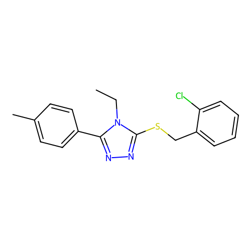 3-[(2-Chlorophenyl)methylthio]-4-ethyl-5-(4-methylphenyl)-1,2,4-triazole structure