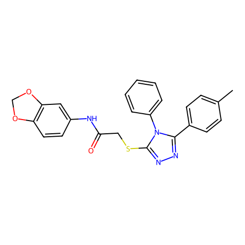 N-(1,3-benzodioxol-5-yl)-2-[[5-(4-methylphenyl)-4-phenyl-1,2,4-triazol-3-yl]sulfanyl]acetamide structure
