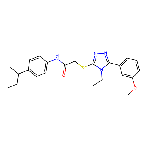 N-[4-(butan-2-yl)phenyl]-2-{[4-ethyl-5-(3-methoxyphenyl)-4H-1,2,4-triazol-3-yl]sulfanyl}acetamide structure