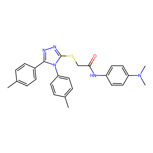 2-[[4,5-bis(4-methylphenyl)-1,2,4-triazol-3-yl]sulfanyl]-N-(4-dimethylaminophenyl)acetamide structure