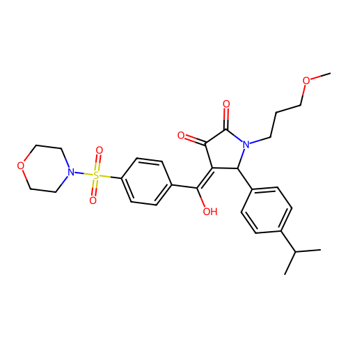 (4E)-4-[hydroxy-(4-morpholin-4-ylsulfonylphenyl)methylidene]-1-(3-methoxypropyl)-5-(4-propan-2-ylphenyl)pyrrolidine-2,3-dione structure