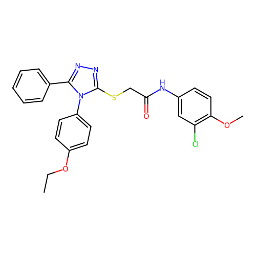 N-(3-chloro-4-methoxyphenyl)-2-{[4-(4-ethoxyphenyl)-5-phenyl-4H-1,2,4-triazol-3-yl]sulfanyl}acetamide structure