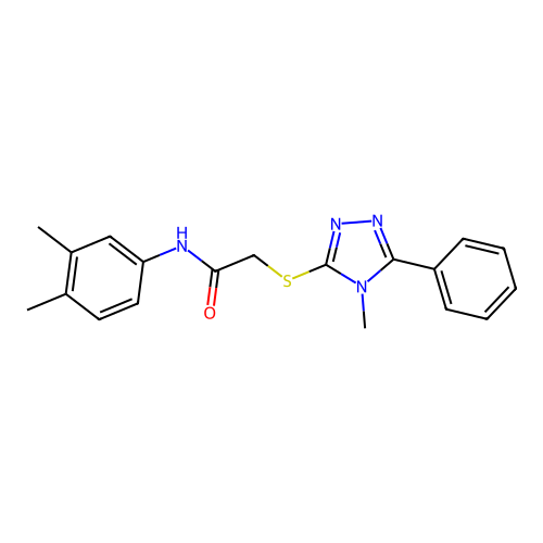 N-(3,4-dimethylphenyl)-2-[(4-methyl-5-phenyl-4H-1,2,4-triazol-3-yl)sulfanyl]acetamide structure