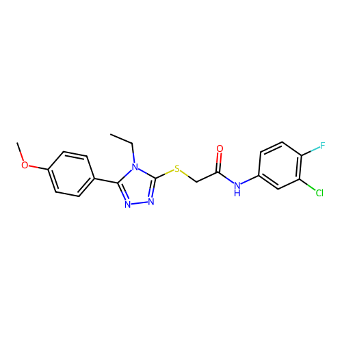 N-(3-chloro-4-fluorophenyl)-2-{[4-ethyl-5-(4-methoxyphenyl)-4H-1,2,4-triazol-3-yl]sulfanyl}acetamide structure